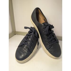Men's Vince Low Profile Sneakers in Navy Blue Leather Size 10 Shoe Orig $250
